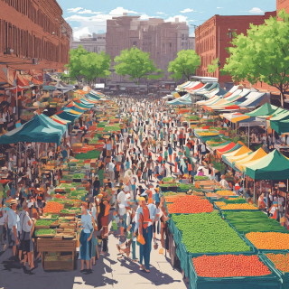 A-bustling-farmers-market-with-local-produce.