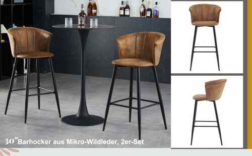 30 Micro suede bar stool set of 2 - 1